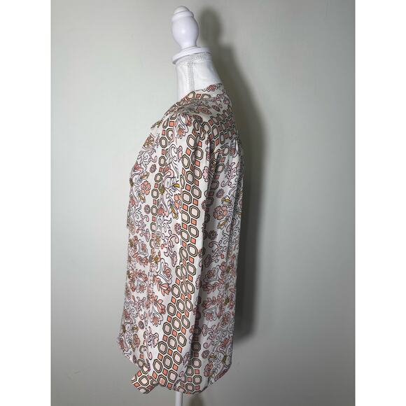 Tory Burch Pink and Cream Floral Print Blouse Sz 2 - Picture 2 of 4